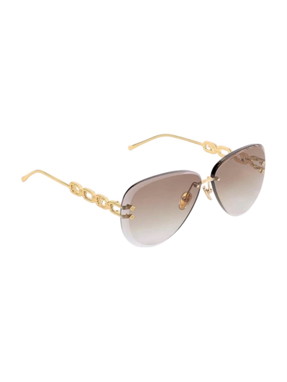 Louis Vuitton Jewel Pilot Brown Gradient Gold Chain Metal Sunglasses